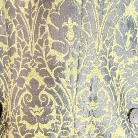 Vintage Kasper 55% Silk Brocade  Mango Structured Coat Size 14 Gray & Green - Picture 7 of 10